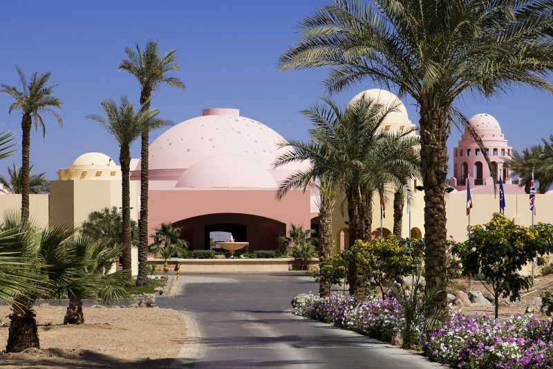 The entrance of Mosaique Beach Resort in Taba Heights
