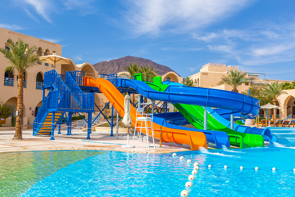 image for the sliders aquapark and the pool at Taba Heights.