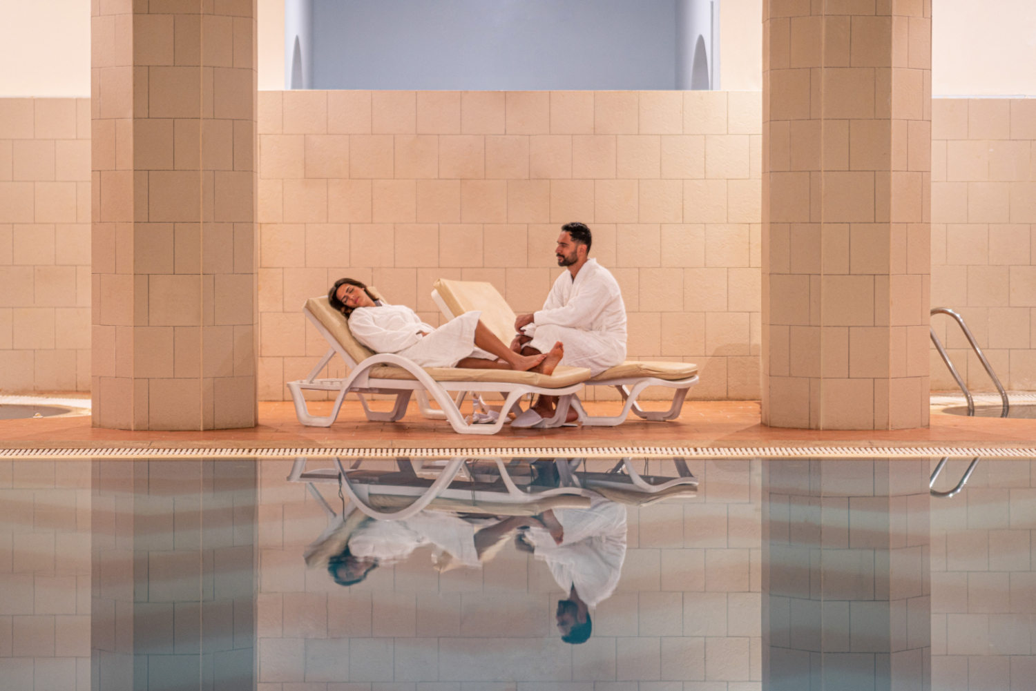 a couple relaxing at the spa at Taba Heights